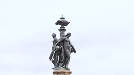 detailed view of a historic sculpture fountain