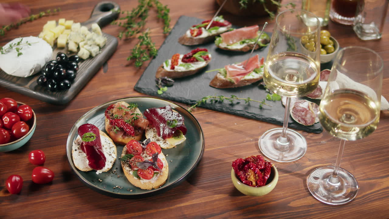 Appetizers with wine