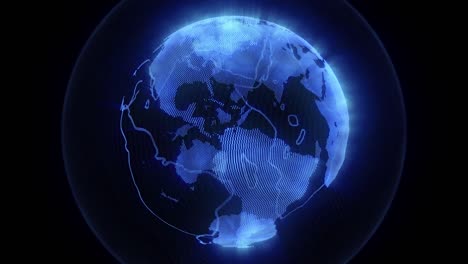 el planeta tierra digital azul sobre un fondo negro.