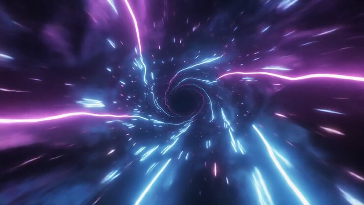 Dynamic Abstract Tunnel with Blue and Purple Neon Lights