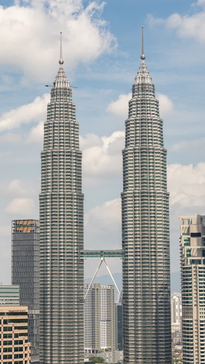 Kuala Lumpur petronas towers and skyline in vertical