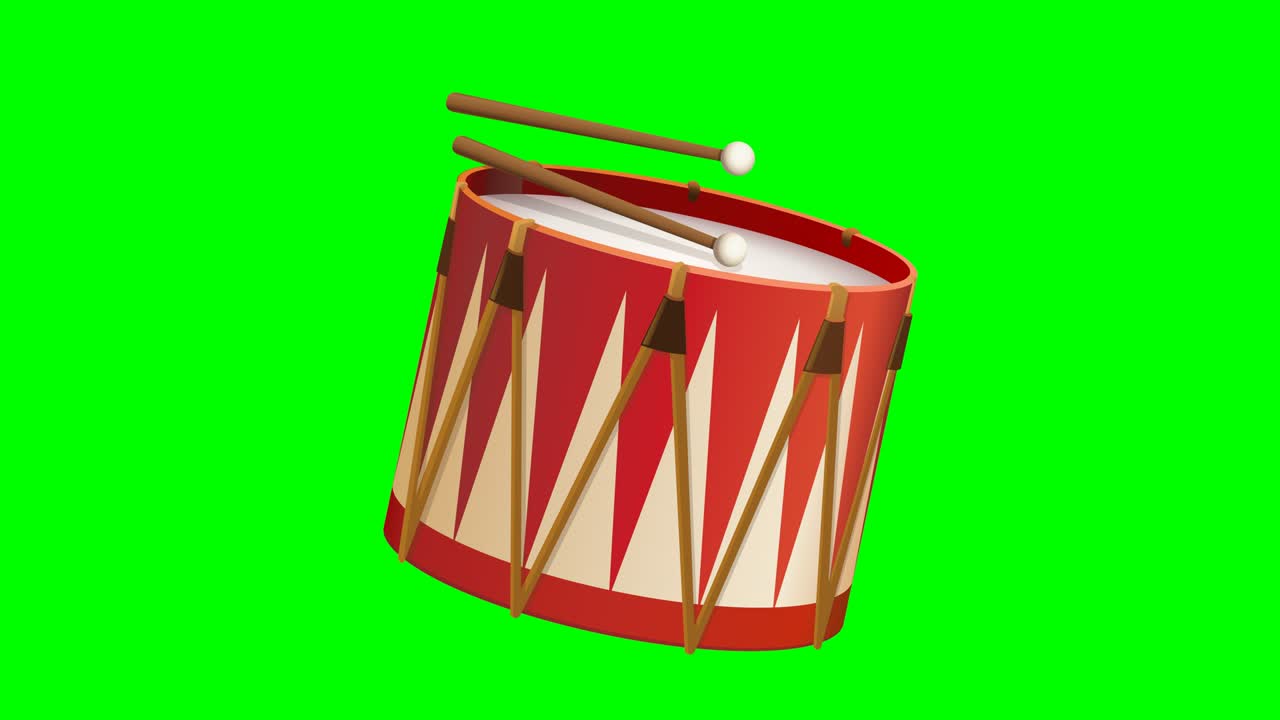 A cartoon loop of a drum roll on a green background