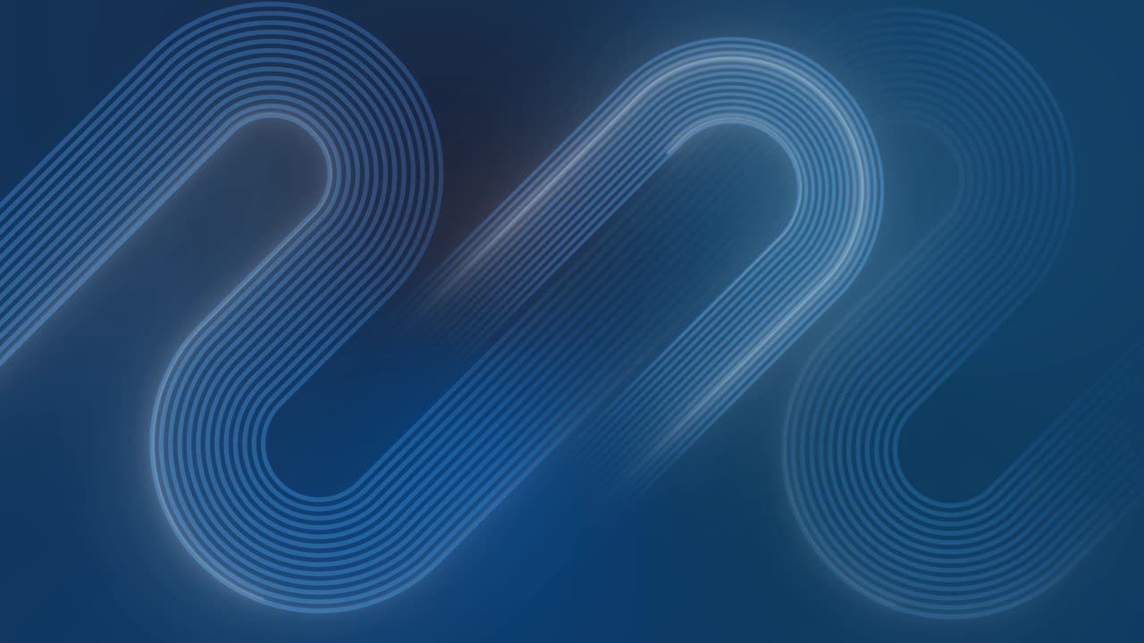 Abstract Blue Glowing Lines Moving on Dark Background