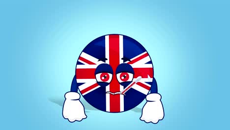 cartoon great britain united kingdom ill with face animation with alpha matte