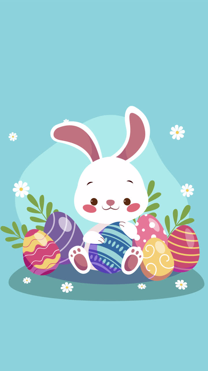 lindo conejito de pascua con huevos