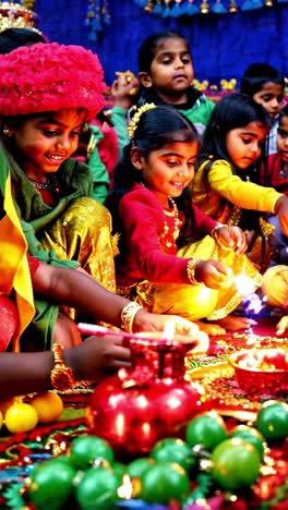 children celebrating a religious festival