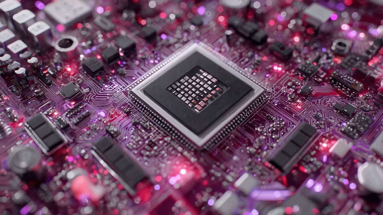 A Close-Up View of a Vibrant Circuit Board Showcasing Intricate Components and Light Displays, Capturing the Essence of Modern Technology in Action