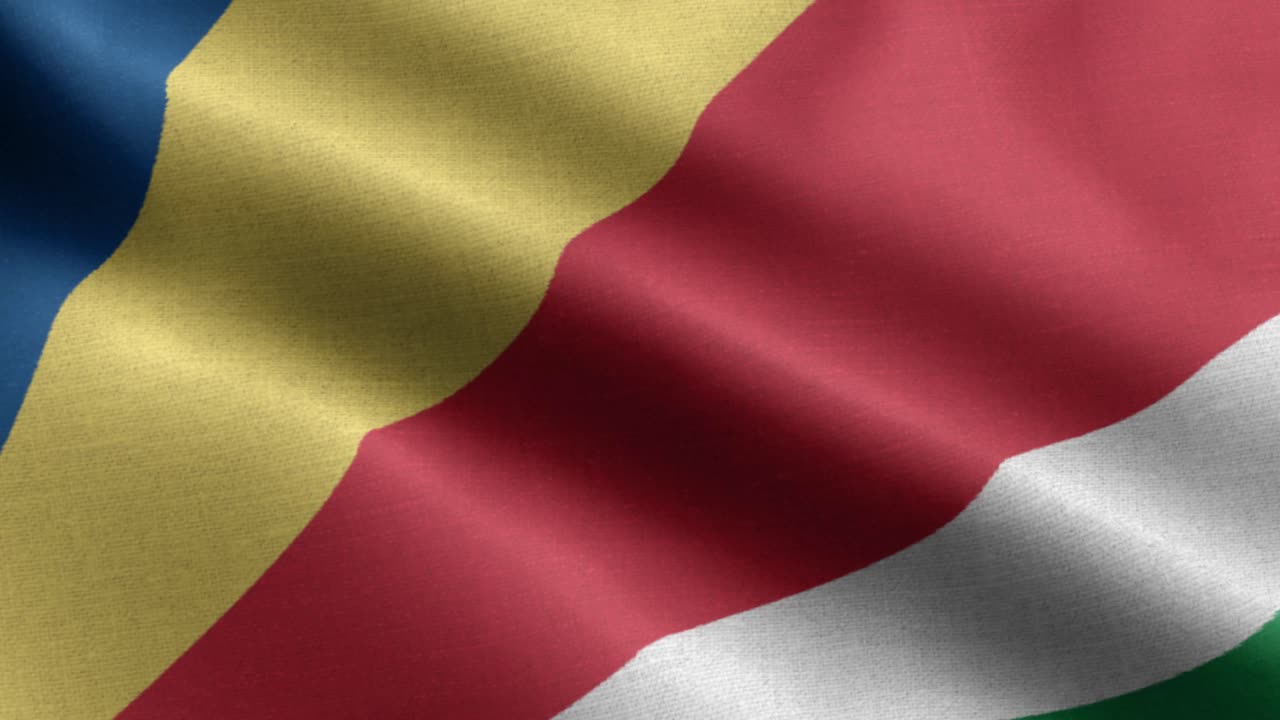 primer plano ondeando bucle 4k bandera nacional de seychelles