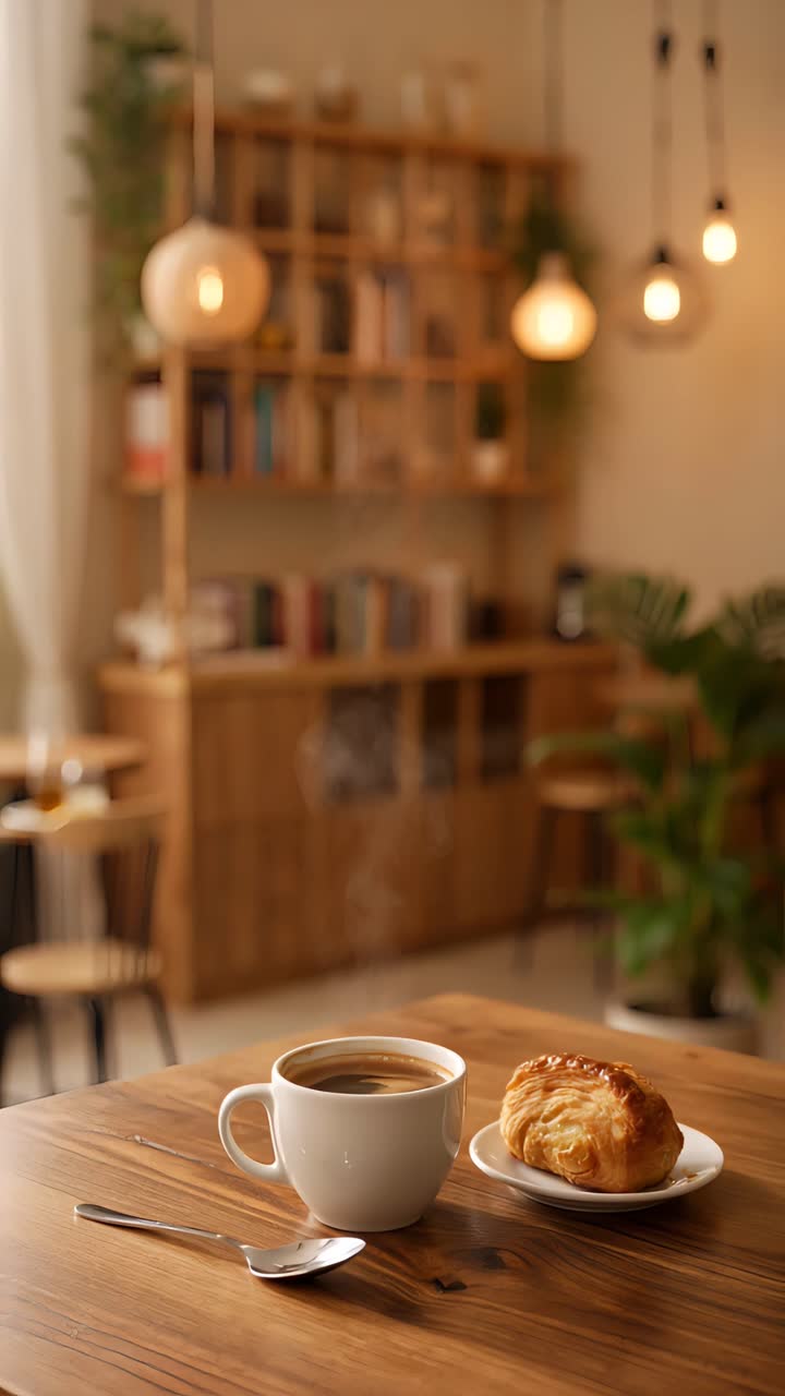 Interno di caffè estetico con atmosfera accogliente 4K
