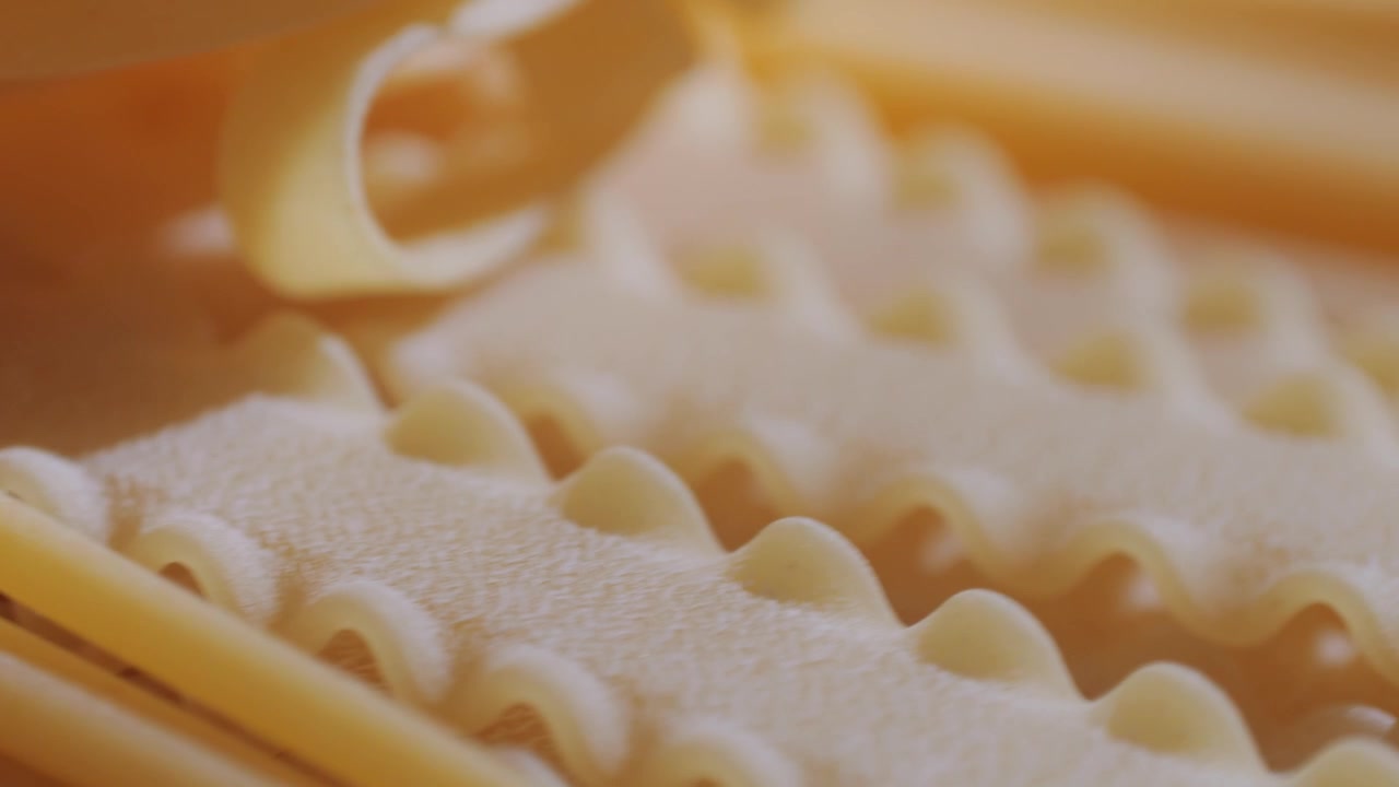 Close-up Macro Shot of Various Dry Pasta Shapes