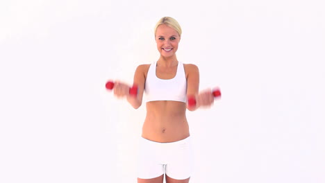 Woman-using-dumbbells