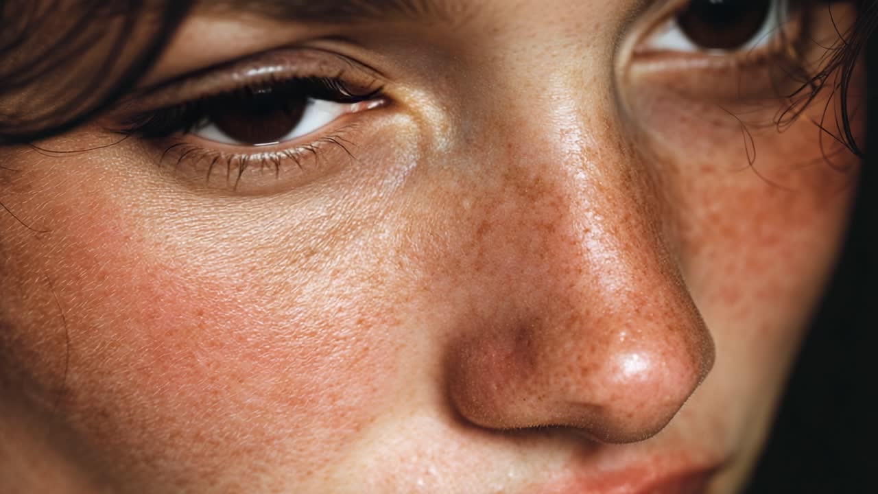 A Close-Up Journey Through Emotion: Capturing the Transformative Expressions of Youthful Skin, Freckles, and the Luminous Depth of Engagement in Two Frames