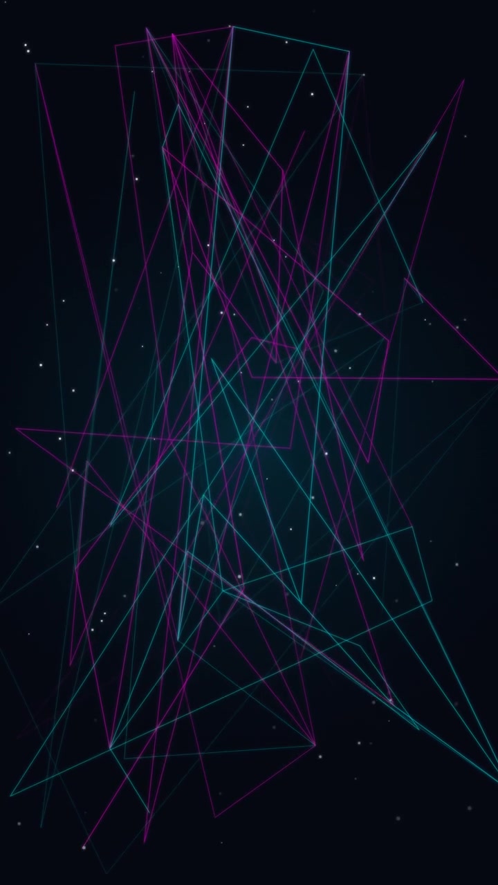 Abstract Motion Background with Intersecting Neon Lines and Floating Particles