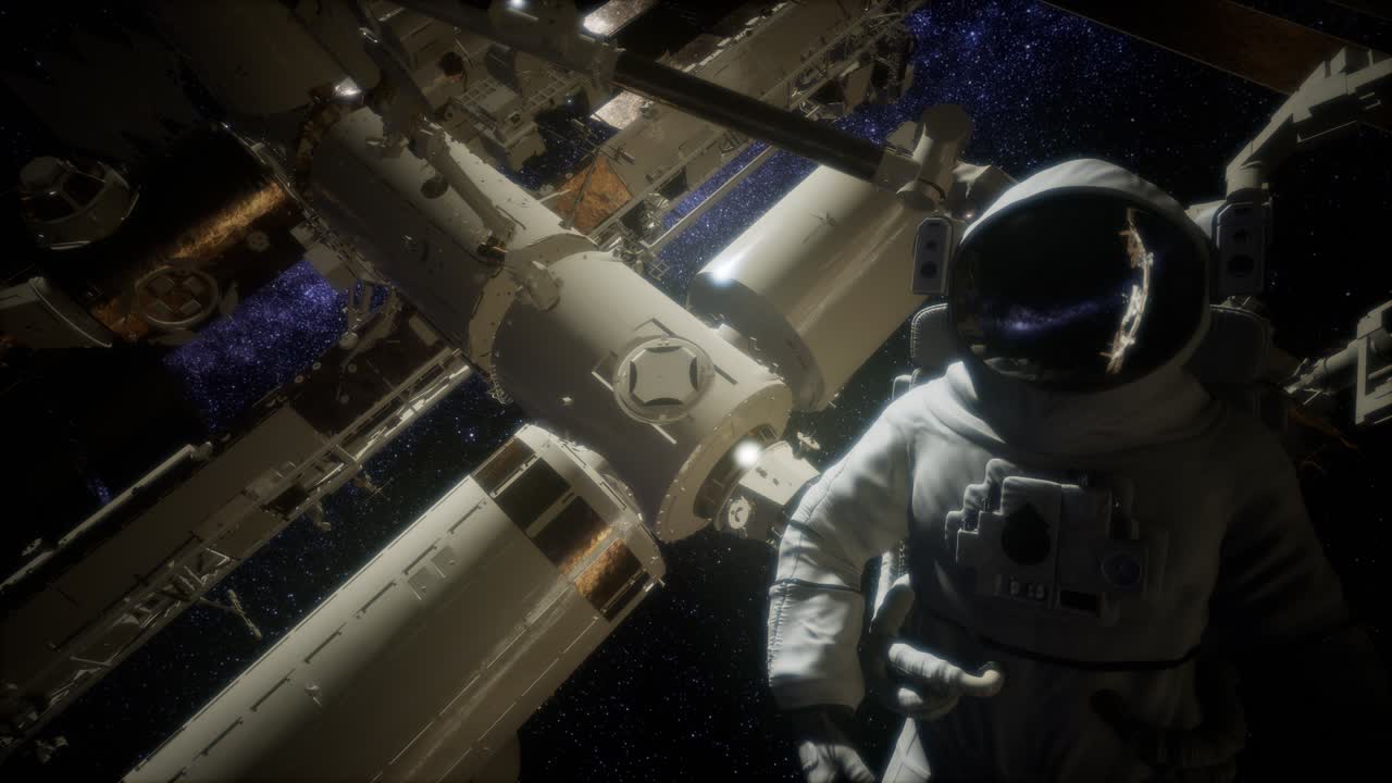 Astronauta all'esterno della Stazione Spaziale Internazionale durante una passeggiata spaziale