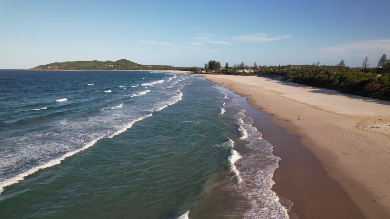 Ocean Waves At Lennox Head Beach In Lennox Head, NSW, Australia - Drone Shot