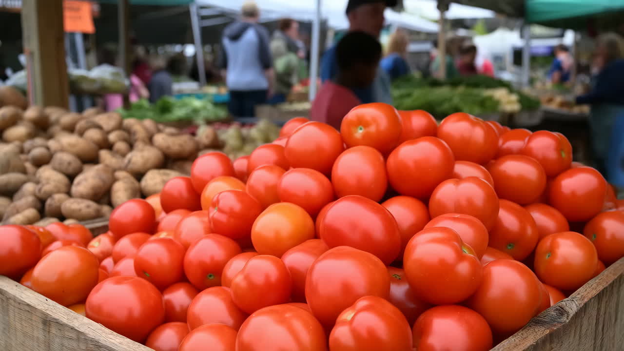 Fresh Tomatoes and Potatoes at a Farmers Market