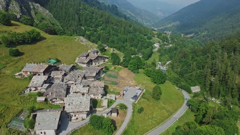 small italian township in the cottian alps