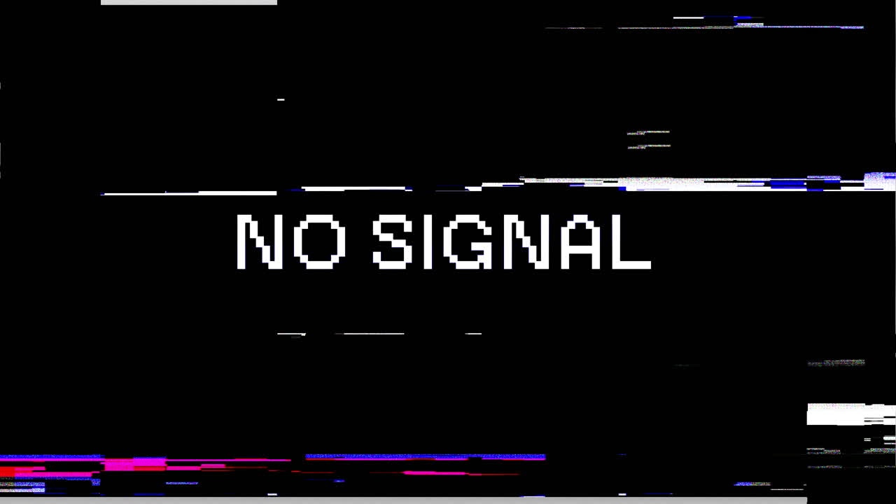 No Signal Text with Digital Glitch and Static Effects