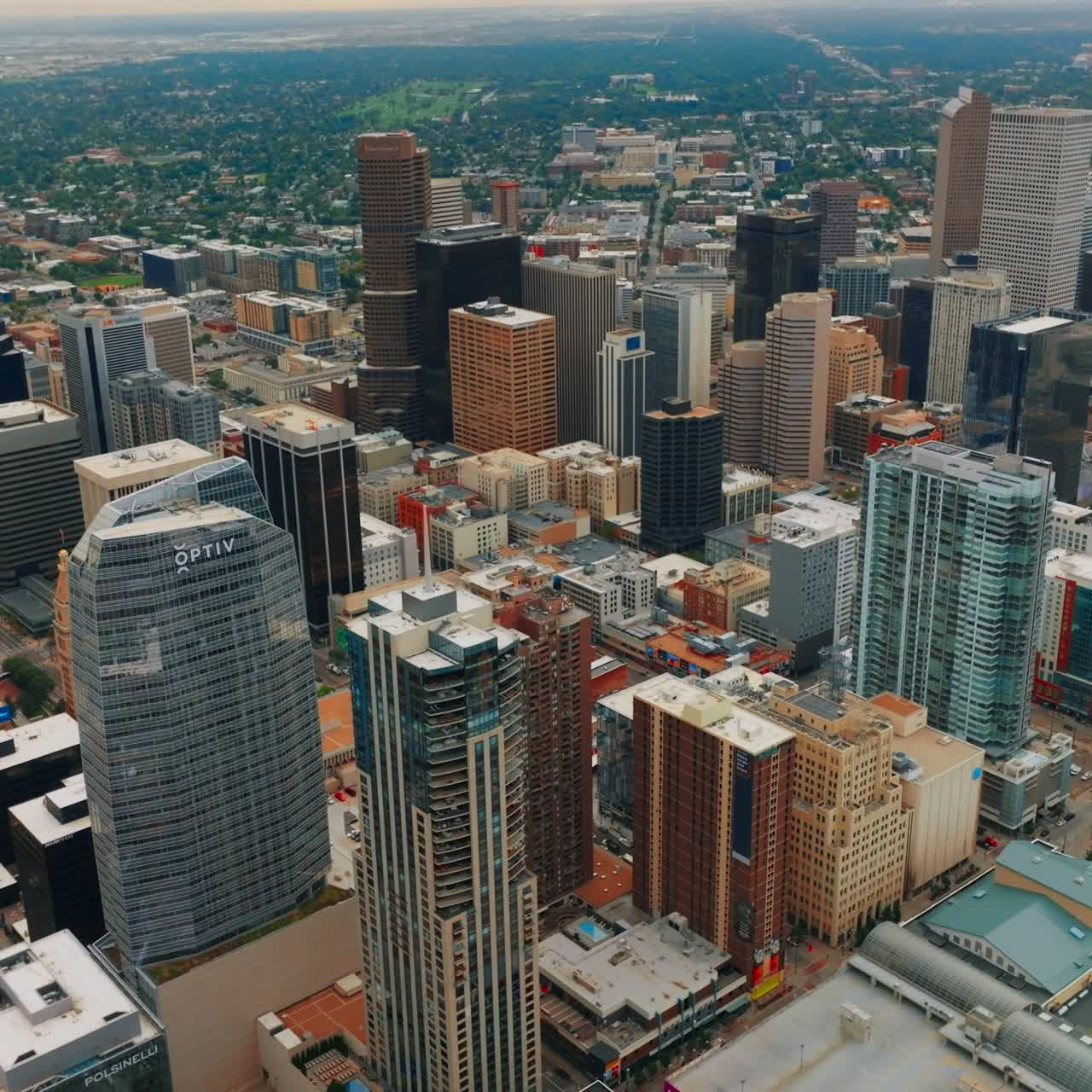 American city panorama. Cityscape of Denver Colorado from aerial
