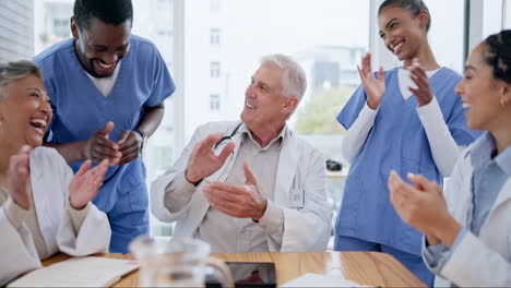 people, doctor and applause in teamwork