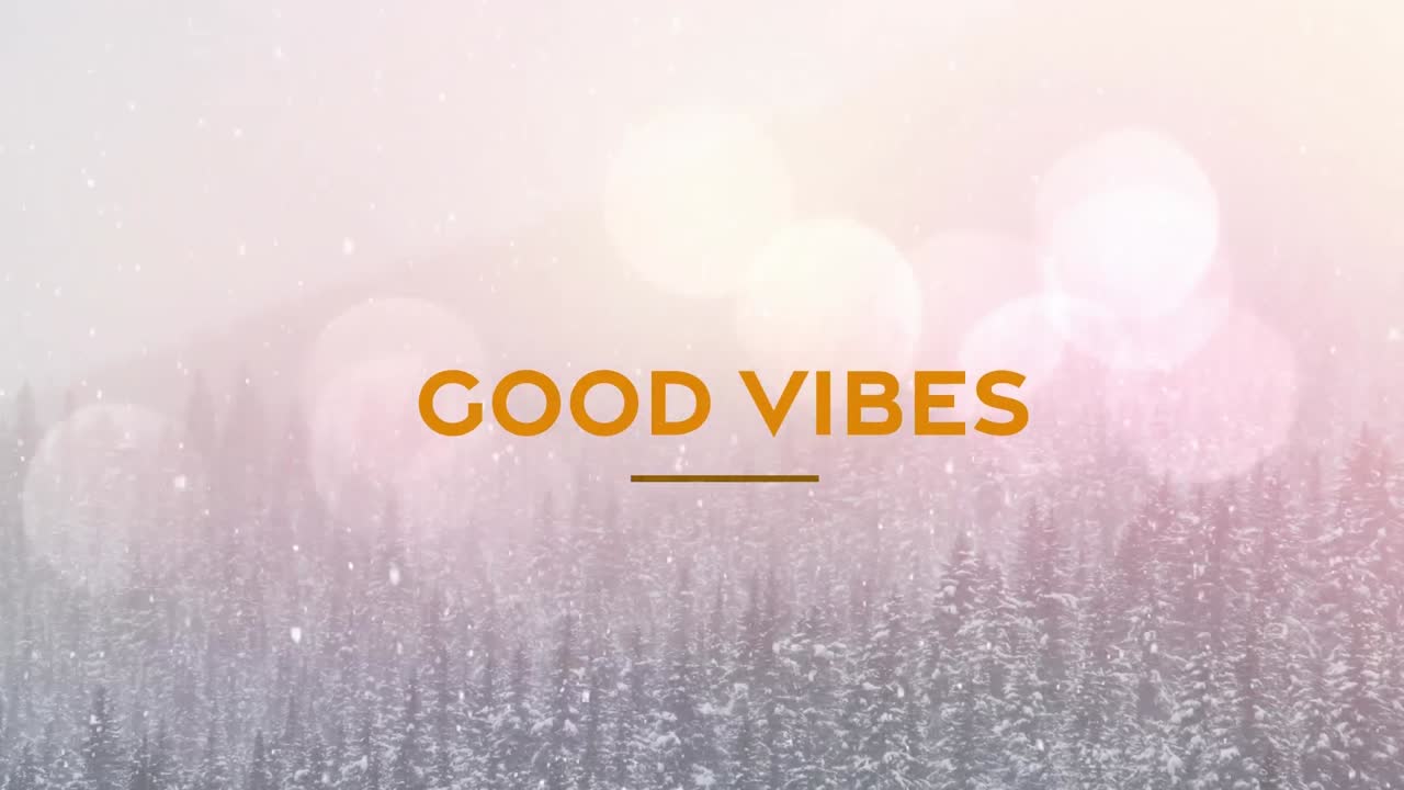 눈이 내리고 나무 위에 좋은 진동의 애니메이션 텍스트