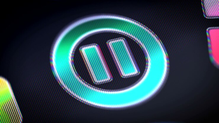 Icono de pausa en la pantalla. En bucle