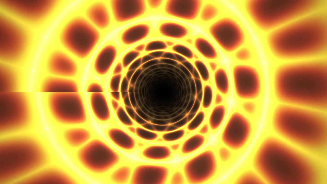 Animazione astratta di un tunnel energetico giallo luminoso