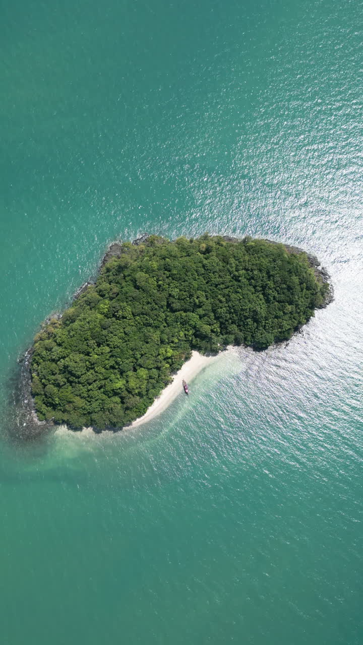 Aerial View of Tropical Island with Turquoise Water and Beach