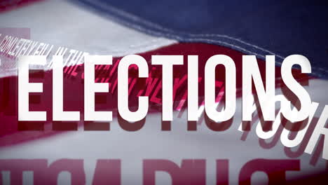 election text appears on american flag backdrop, animation