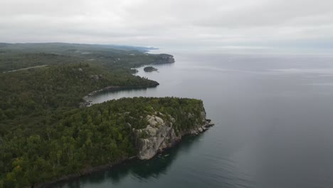 Aerial-vie-of-Split-Rock-Light-house-state-park-by-Lake-superior-on-the-north-shore-of-Minnesota