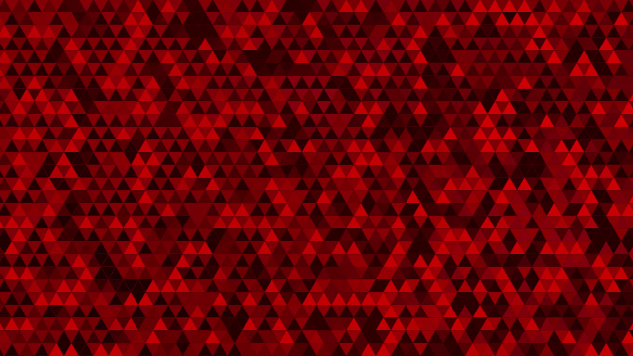 Abstract red background with dynamic movement of triangles. Looped geometric animation.