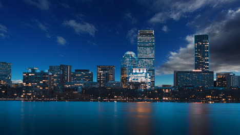 boston, cityscape, buildings, skyscrapers, skyline, clouds, sky replacement, timelapse effect, waterfront towers view