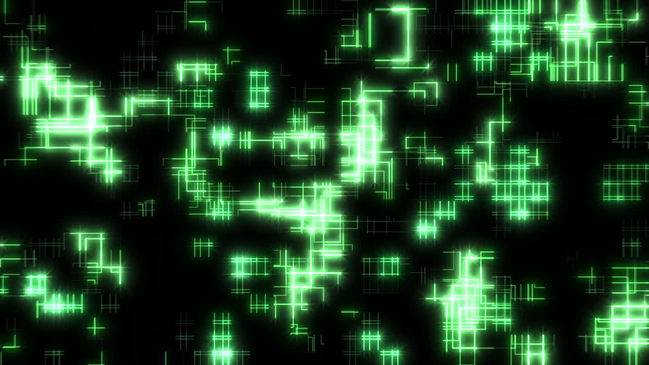 Glowing green square pattern on black background