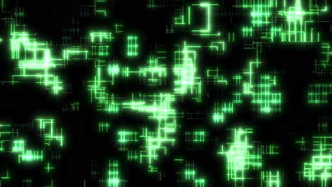 glowing green square pattern on black background