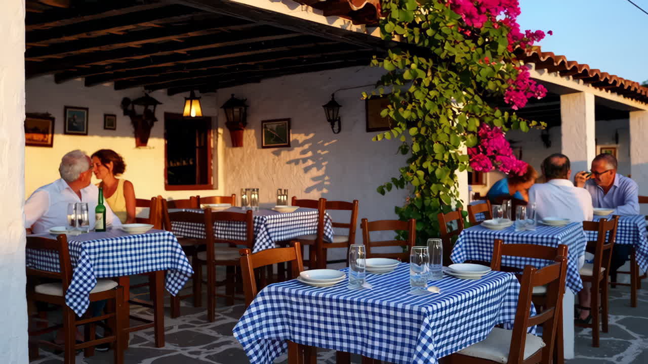 Live traditional Greek music at an outdoor taverna