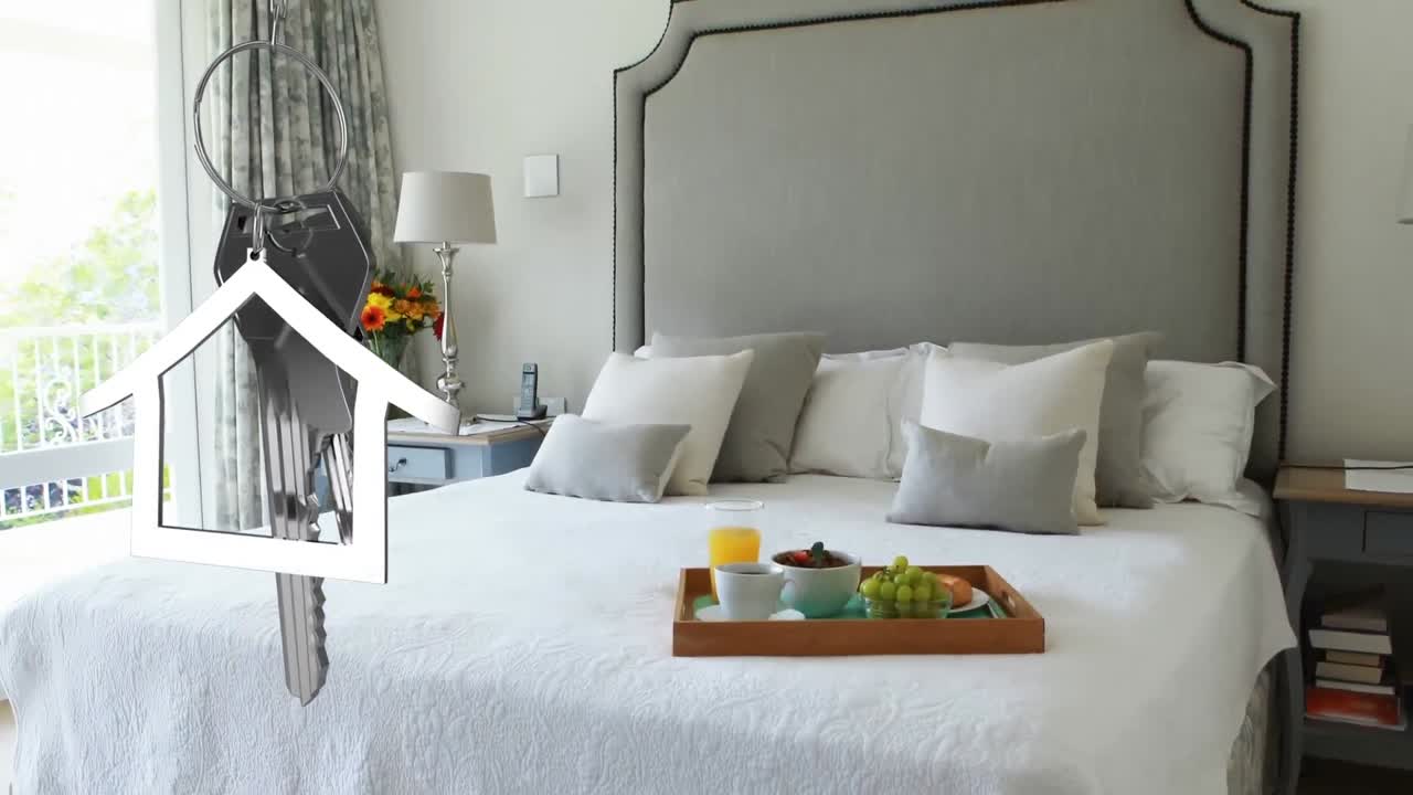 animación de la llave de plata y el interior de la casa sobre la casa