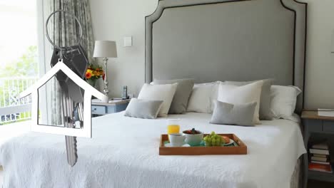 animación de la llave de plata y el interior de la casa sobre la casa