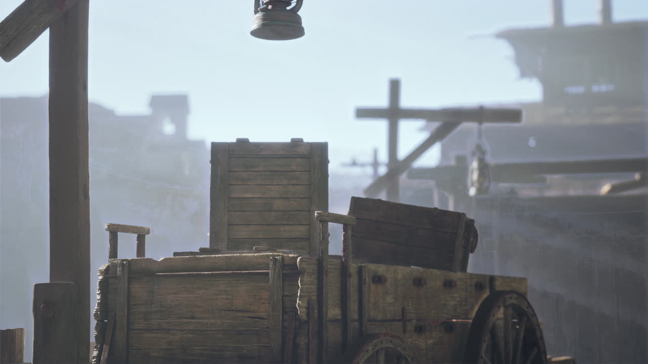 은 서부에서 먼지로 가득 찬 버려진 마차