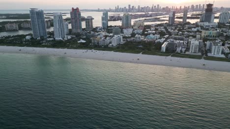Aerial-view-of-Miami-south-beach-during-sunset