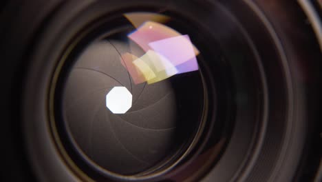 aperture blades opening and closing quickly with white background in a de-clicked lens