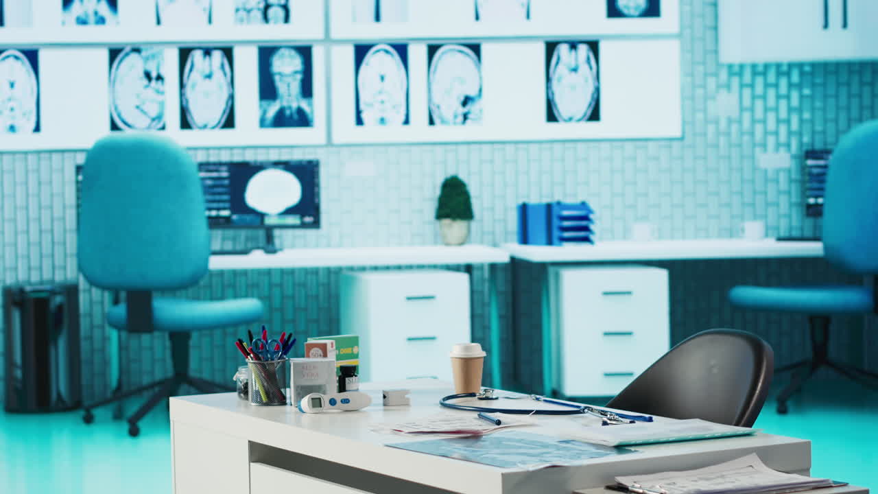 Doctor's Office with X-rays and Brain Scans