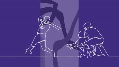 animación de dibujo de jugadores de béisbol masculinos y formas en fondo azul