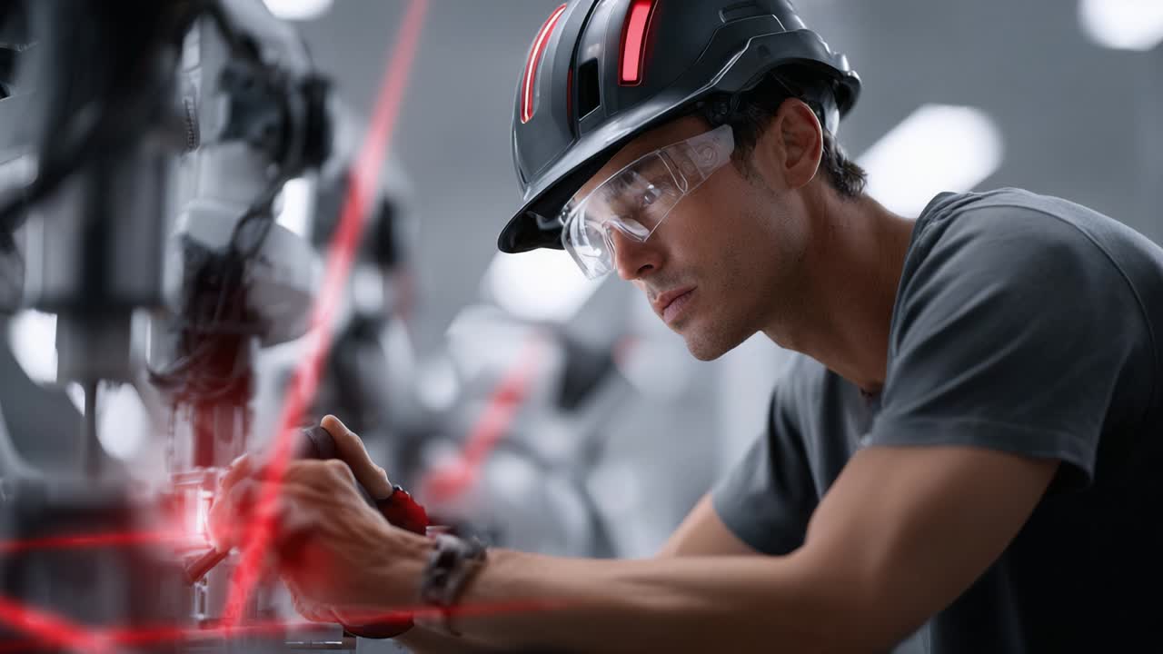 Engineer working with laser technology