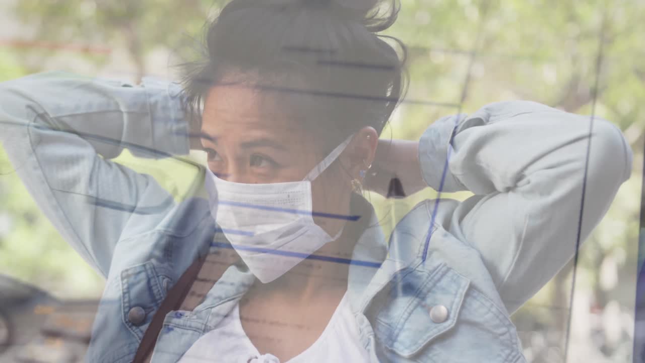 マスクコロナウイルスの女性のグラフとチャート ⁇