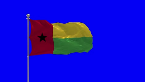 Guinea Biisau 3D Illustration Of The Waving flag On a Pole With Chroma
