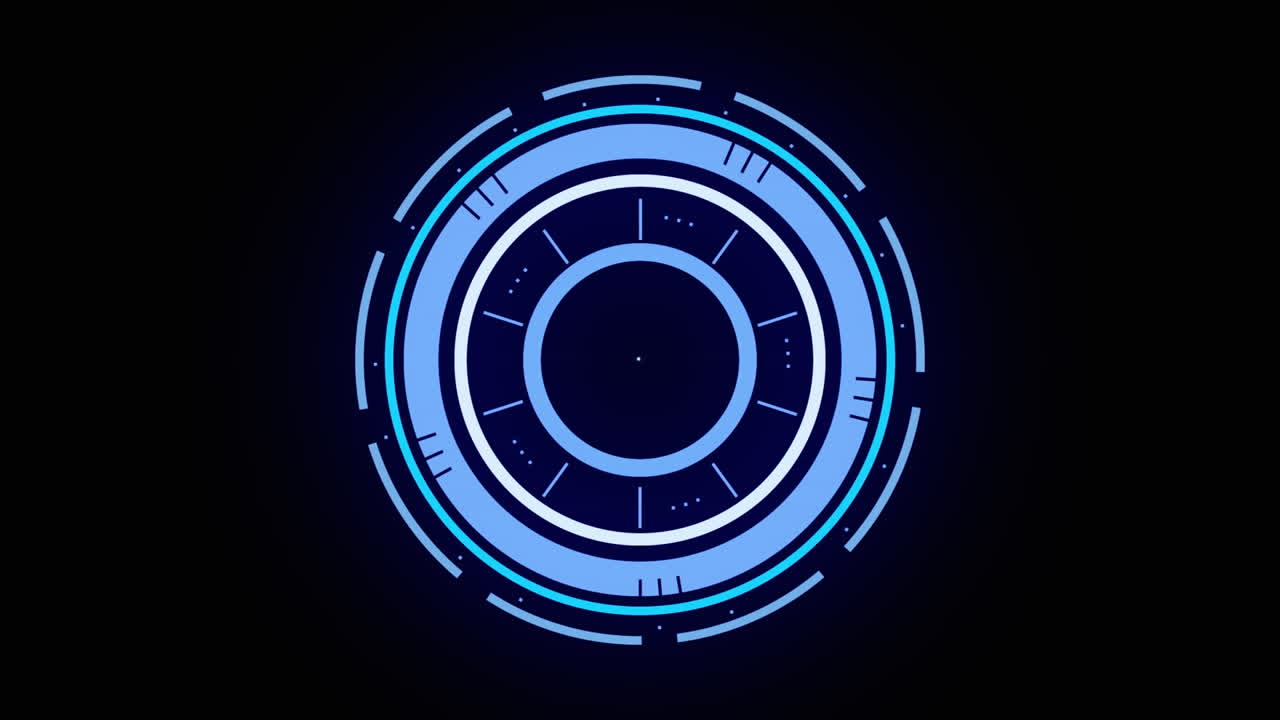 animación de la exploración del alcance con reloj sobre formas geométricas sobre fondo oscuro