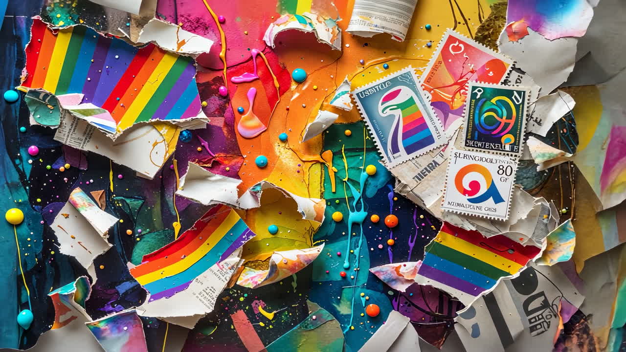 Vibrant Abstract Rainbow Collage Art