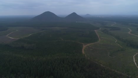 aerial view of the glass house mountains in queensland