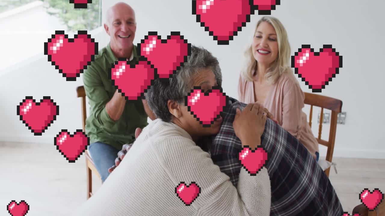 다양한 연령층을 포용하는 다양한 연령층에 대한 심장의 애니메이션