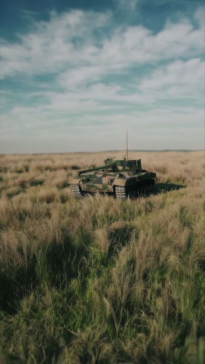 Carro armato in un campo